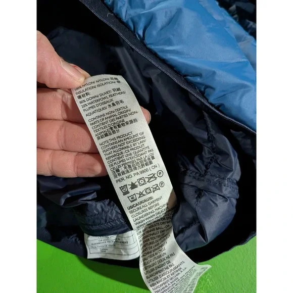 Eddie Bauer CirrusLite 650 Down Puffer Hooded Jacket Mens Size Medium Blue Tones